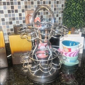 K-Cup holder metal top with a Lazy Susan bottom